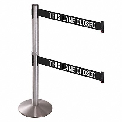 RETRACTA-BELT 330DSASSTLC Barrier Post 40in. Post H Blk/White Belt
