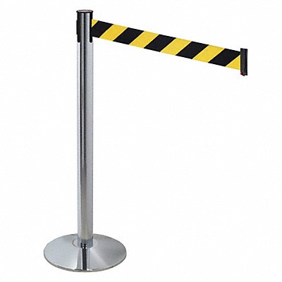 RETRACTA-BELT 330PAPCBYD Barrier Post Grey Black/Yellow Belt Sloped