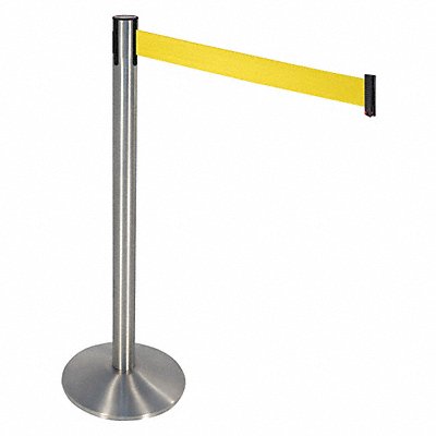 RETRACTA-BELT 330SASSYW Barrier Post Grey Yellow Belt 40 in H