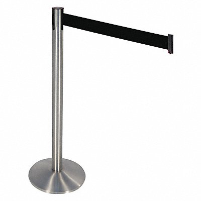 RETRACTA-BELT 330SSBK Barrier Post SS Blk Belt Cast Iron Base