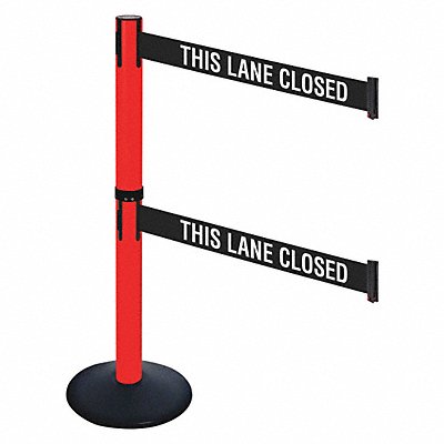RETRACTA-BELT 331DPRDTLC Barrier Post Black Blk/White Belt Sloped