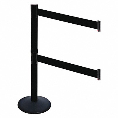 RETRACTA-BELT 331DPSBBK Barrier Post Blk Blk Belt 2 Belts 40in H
