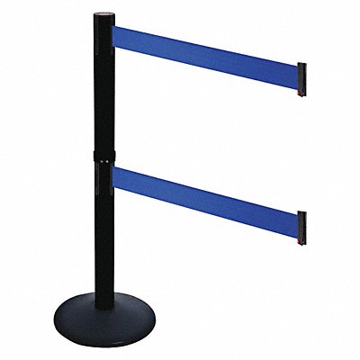 RETRACTA-BELT 331DPSBBL Barrier Post Blk Blue Belt 2 Belts 40inH