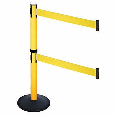 RETRACTA-BELT 331DPYWYW Barrier Post PVC Post Yellow Belt Sloped
