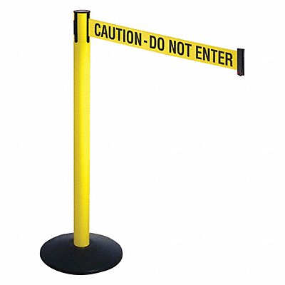 RETRACTA-BELT 331YACAU Barrier Post Yellow/Blk Text 14in Base dia.