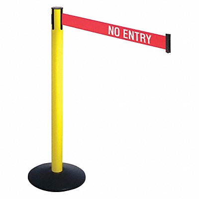 RETRACTA-BELT 331YANE Barrier Post Black 3 in Belt W No Entry
