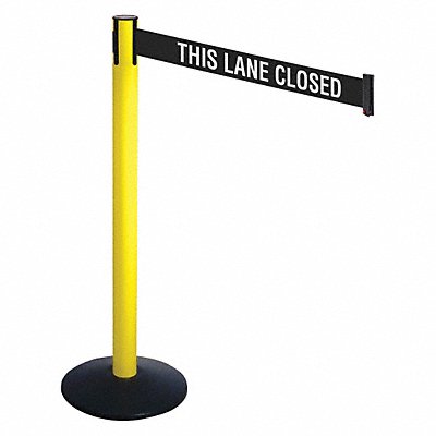 RETRACTA-BELT 331YATLC Barrier Post Black/White Belt 40 in H