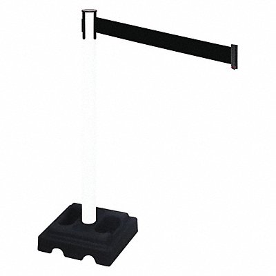 RETRACTA-BELT 332PWHBK Barrier Post Black Black Belt Square