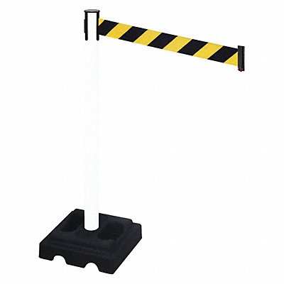 RETRACTA-BELT 332PWHBYD Barrier Post Black Black/Yellow Belt Square