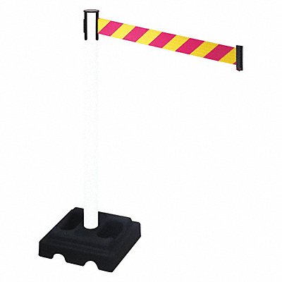 RETRACTA-BELT 332PWHMYD Barrier Post Black Post Magenta/Yellow Belt