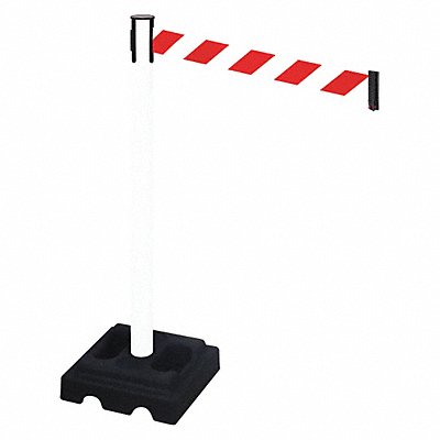 RETRACTA-BELT 332PWHRWD Barrier Post Black Post Red/White Belt