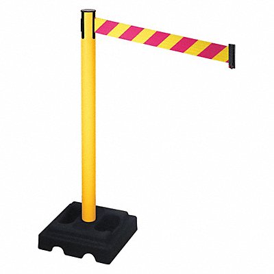 RETRACTA-BELT 332PYWMYD Barrier Post Blk Magenta/Yellow Belt Square