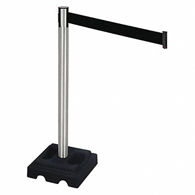 RETRACTA-BELT 332SABK Barrier Post Satin SS Black Belt