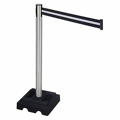 RETRACTA-BELT 332SABW Barrier Post Satin SS Black/White Belt