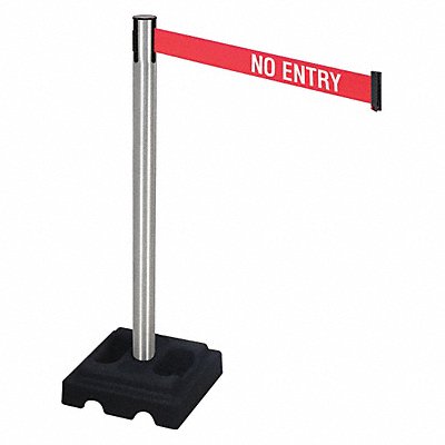 RETRACTA-BELT 332SANE Barrier Post Satin SS No Entry Square