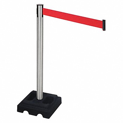 RETRACTA-BELT 332SARD Barrier Post Satin SS Red Belt Square
