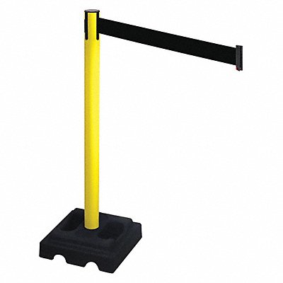 RETRACTA-BELT 332YABK Barrier Post Black Blk Belt Square