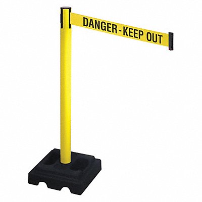 RETRACTA-BELT 332YADKO Barrier Post Yellow/Blk Text 10 ft Belt L
