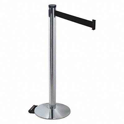 RETRACTA-BELT 304PAPCBK Barrier Post Grey Black Belt Sloped