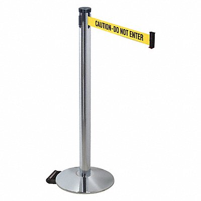 RETRACTA-BELT 304PAPCCAU Barrier Post Grey Yellow/Blk Text 40 in H