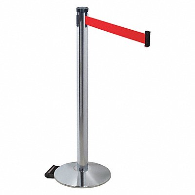 RETRACTA-BELT 304PAPCRD Barrier Post Grey Red Belt 2 in Belt W