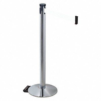 RETRACTA-BELT 304PAPCWH Barrier Post Grey White Belt 2in. Belt W