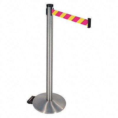 RETRACTA-BELT 304SSMYD Barrier Post Magenta/Yellow Belt 2in Belt W