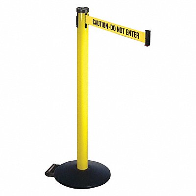 RETRACTA-BELT 305YACAU Barrier Post Yellow/Black Text 2 in Belt W