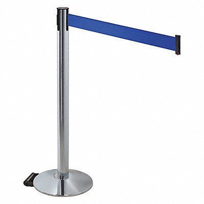 RETRACTA-BELT 334PAPCBL Barrier Post Grey Blue Belt w/Wheels