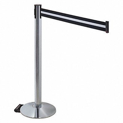 RETRACTA-BELT 334PAPCBW Barrier Post Black/White Belt w/Wheels