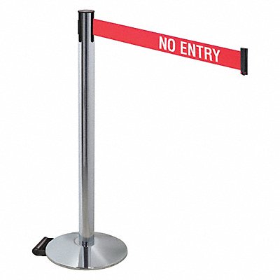 RETRACTA-BELT 334PAPCNE Barrier Post Grey w/Wheels No Entry