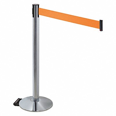 RETRACTA-BELT 334PAPCOR Barrier Post Grey Orange Belt w/Wheels