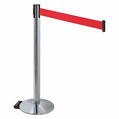 RETRACTA-BELT 334PAPCRD Barrier Post Grey Red Belt w/Wheels