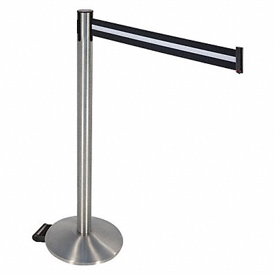 RETRACTA-BELT 334SSBW Barrier Post Black/White Belt w/Wheels