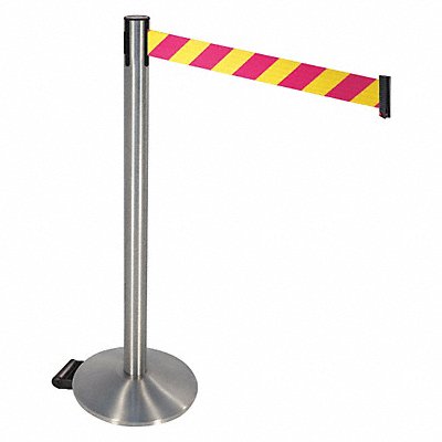 RETRACTA-BELT 334SSMYD Barrier Post Magenta/Yellow Belt w/Wheels
