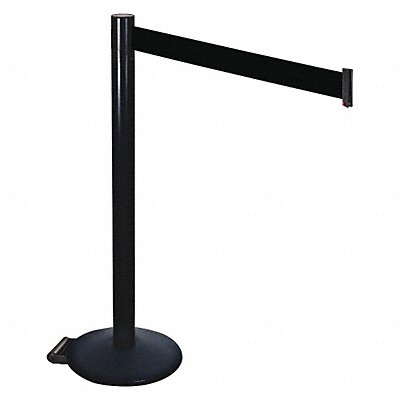 RETRACTA-BELT 335BABK Barrier Post Black Black Belt w/Wheels