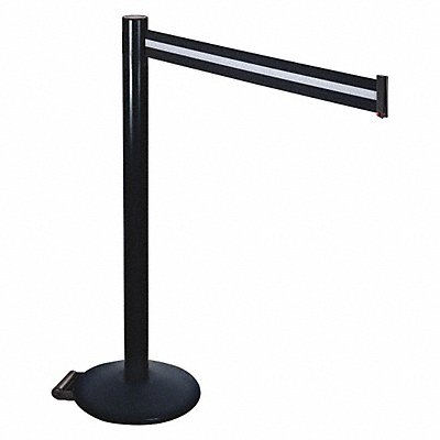 RETRACTA-BELT 335BABW Barrier Post Blk Blk/White Belt w/Wheels