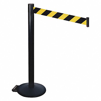RETRACTA-BELT 335BABYD Barrier Post Black Blk/Yellow Belt w/Wheels
