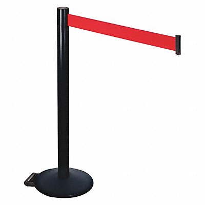 RETRACTA-BELT 335BARD Barrier Post Black Red Belt w/Wheels