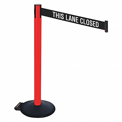 RETRACTA-BELT 335PRDTLC Barrier Post Black/White Belt w/Wheels