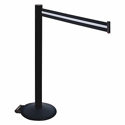 RETRACTA-BELT 335PSBBW Barrier Post Black/White Belt w/Wheels