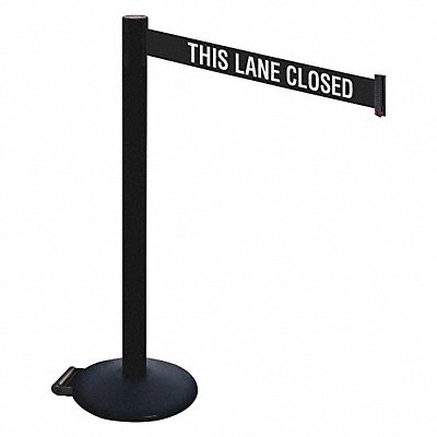 RETRACTA-BELT 335PSBTLC Barrier Post Black/White Belt w/Wheels