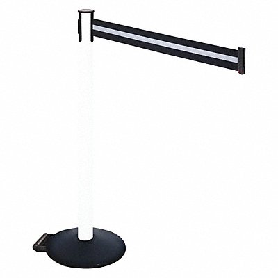 RETRACTA-BELT 335PWHBW Barrier Post Black/White Belt w/Wheels
