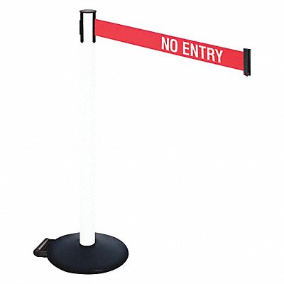 RETRACTA-BELT 335PWHNE Barrier Post PVC Post w/Wheels No Entry