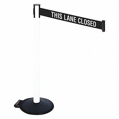 RETRACTA-BELT 335PWHTLC Barrier Post Black/White Belt w/Wheels