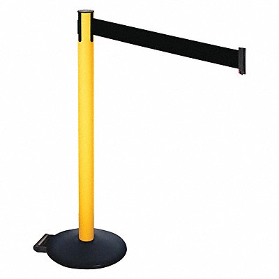 RETRACTA-BELT 335PYWBK Barrier Post PVC Post Blk Belt w/Wheels