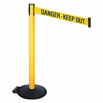 RETRACTA-BELT 335PYWDKO Barrier Post Black PVC Post w/Wheels