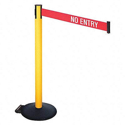 RETRACTA-BELT 335PYWNE Barrier Post PVC Post w/Wheels No Entry