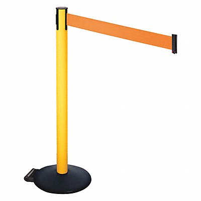 RETRACTA-BELT 335PYWOR Barrier Post PVC Post Black Orange Belt