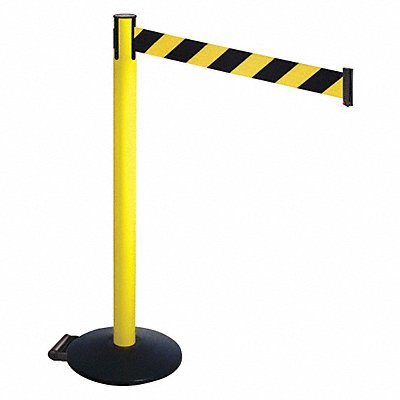 RETRACTA-BELT 335YABYD Barrier Post Black Blk/Yellow Belt w/Wheels